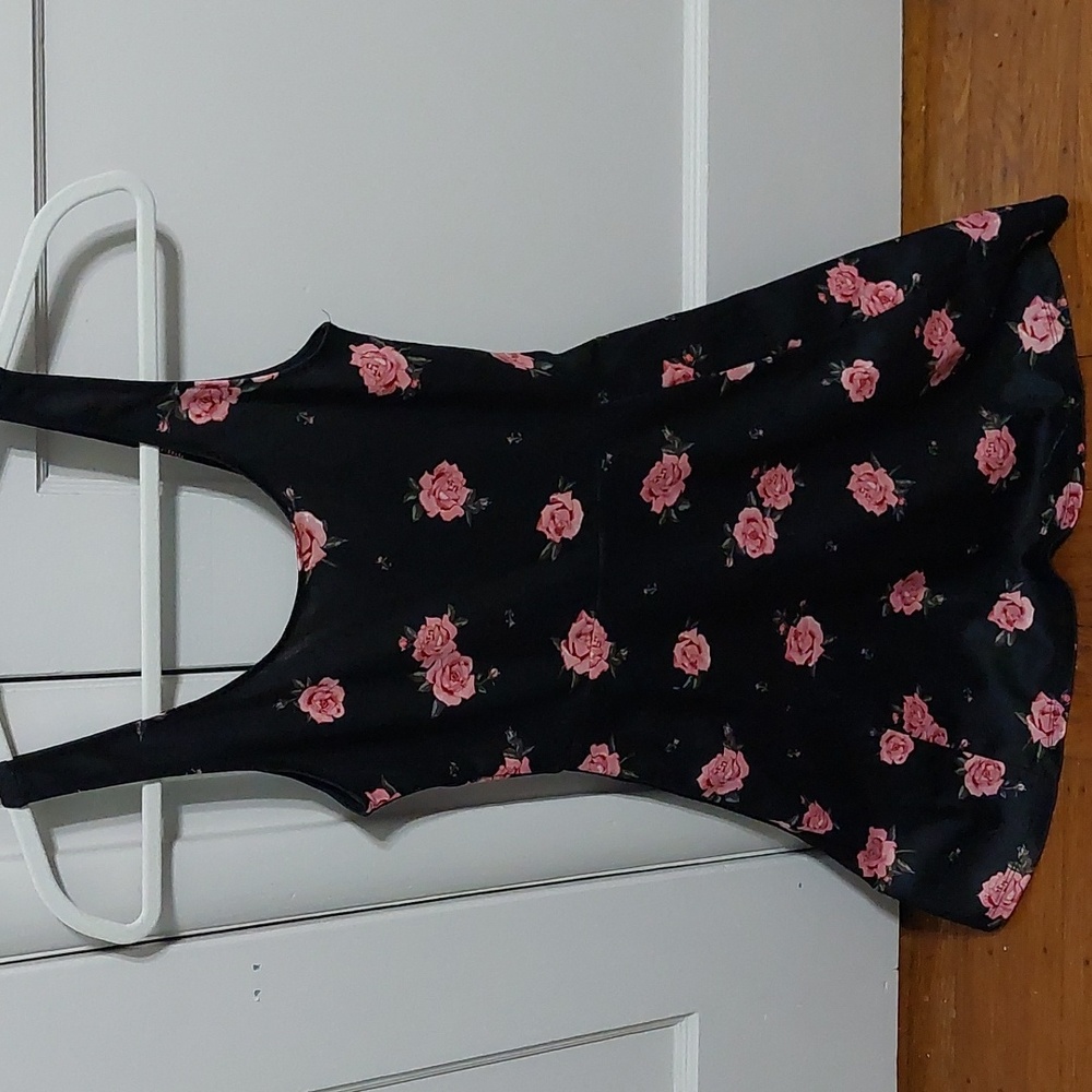 Black floral skater dress